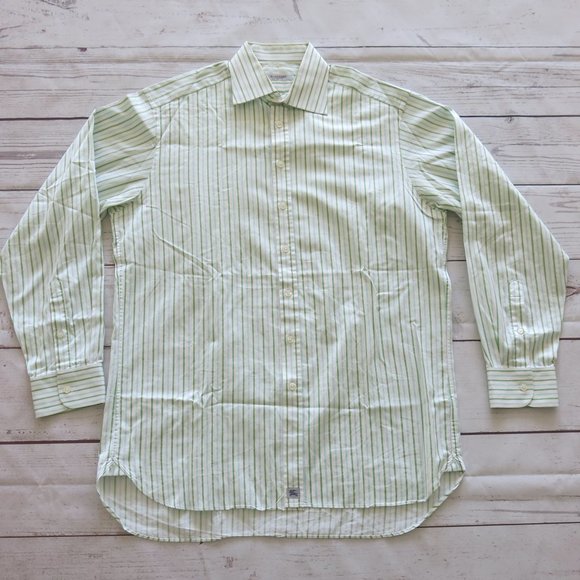 Burberry London Multi Color Stripe 100% Cotton Long Sleeve Shirt - Size 16 - 41 - Picture 1 of 8